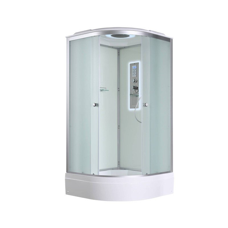 Изображение товара Душевая кабина AvaCan D3080LED, 78018, 80 x 80 см, с LED подсветкой, с крышей, средний поддон, стекло матовое, профиль хром