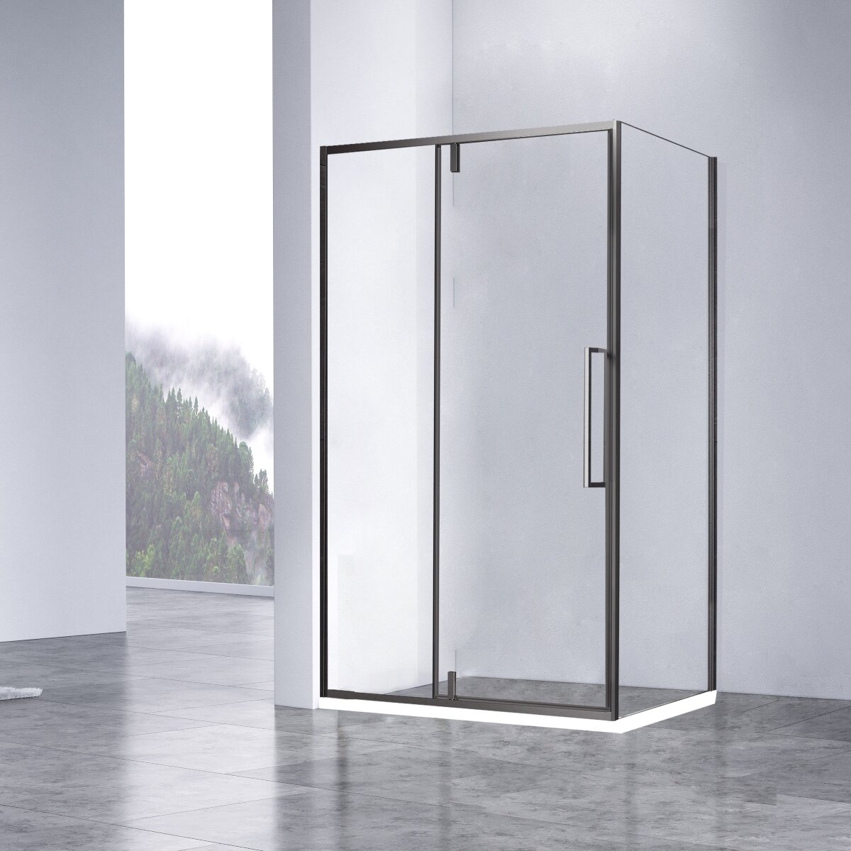 Изображение товара Душевой уголок Vincea Slim-NVSR-4SNP9010CLGM 100x90 см вороненая сталь