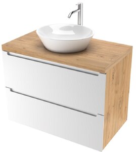 Изображение товара Тумба под раковину ЗОВ Дион D60BD 60 см подвесная белая матовая/дуб