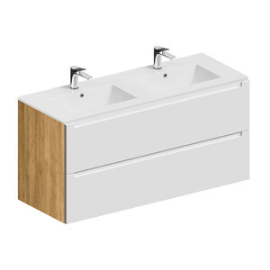 Изображение товара Подвесная тумба под раковину ЗОВ Дион D120BD белый матовый/дуб