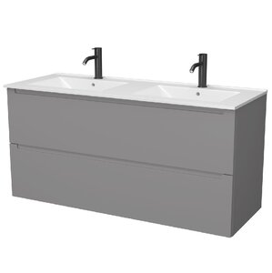 Изображение товара Тумба под раковину ЗОВ Дион D120PG, 120 см, подвесная, цвет платиновый