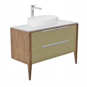 Изображение товара Тумба со столешницей ЗОВ Валенсия V100Z-KPW 100 см бежевый зеленый тростник