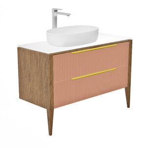 Изображение товара Тумба со столешницей ЗОВ Валенсия V100L-KPW, 100 см, подвесная/напольная, цвет бежево-розовый