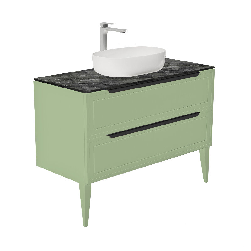 Изображение товара Тумба со столешницей ЗОВ Севилья S100F-KPK 100 см подвесная и напольная фисташковая