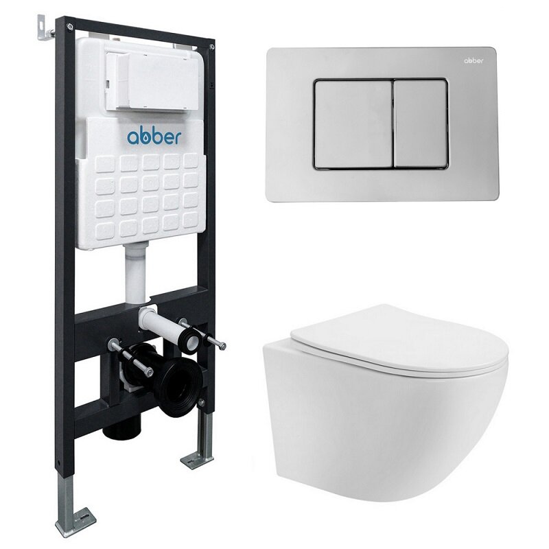 Изображение товара Инсталляция с унитазом Abber Bequem AC1100T подвесной безободковый с микролифтом