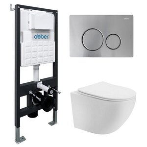 Изображение товара Инсталляция с унитазом Abber Bequem AC1100T-AC0105-AC0121MCH подвесной безободковый