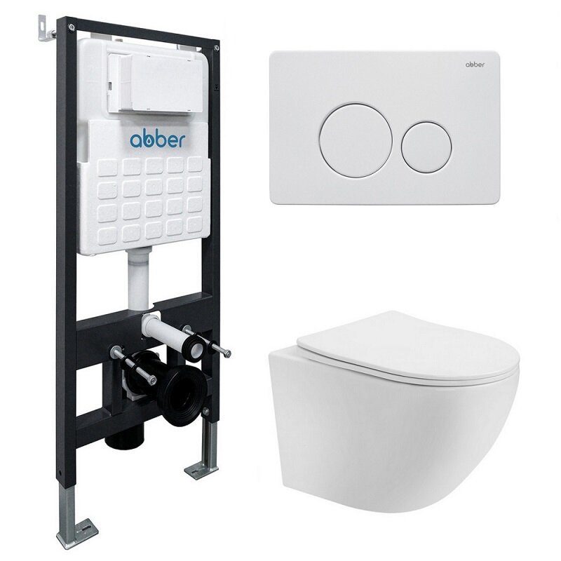 Изображение товара Инсталляция с унитазом Abber Bequem AC1100T с микролифтом и двухрежимным смывом
