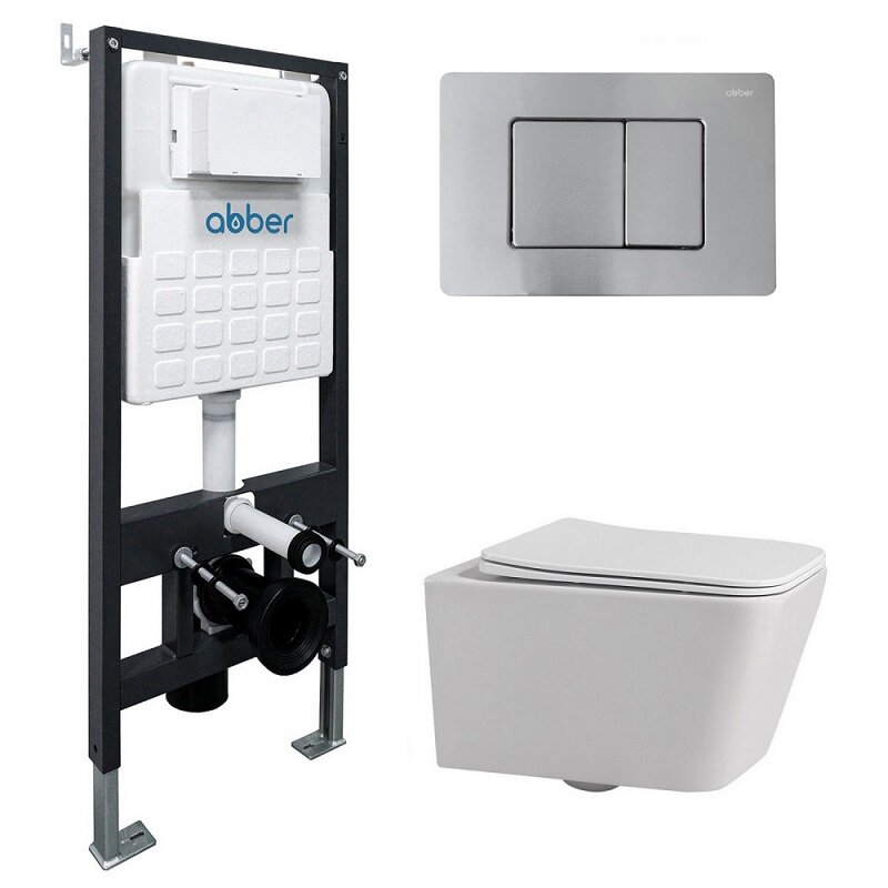 Изображение товара Инсталляция с подвесным унитазом Abber Rechteck AC1201-AC0105-AC0120MCH комплект