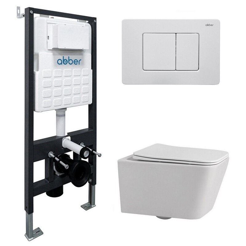 Изображение товара Инсталляция с унитазом Abber Rechteck AC1201-AC0105-AC0120MW с микролифтом