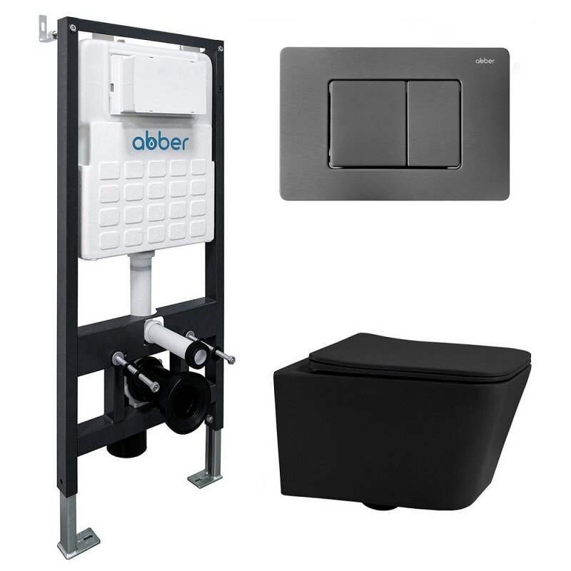 Изображение товара Инсталляция с унитазом Abber Rechteck AC1201MB-AC0105-AC0120NG, черный матовый