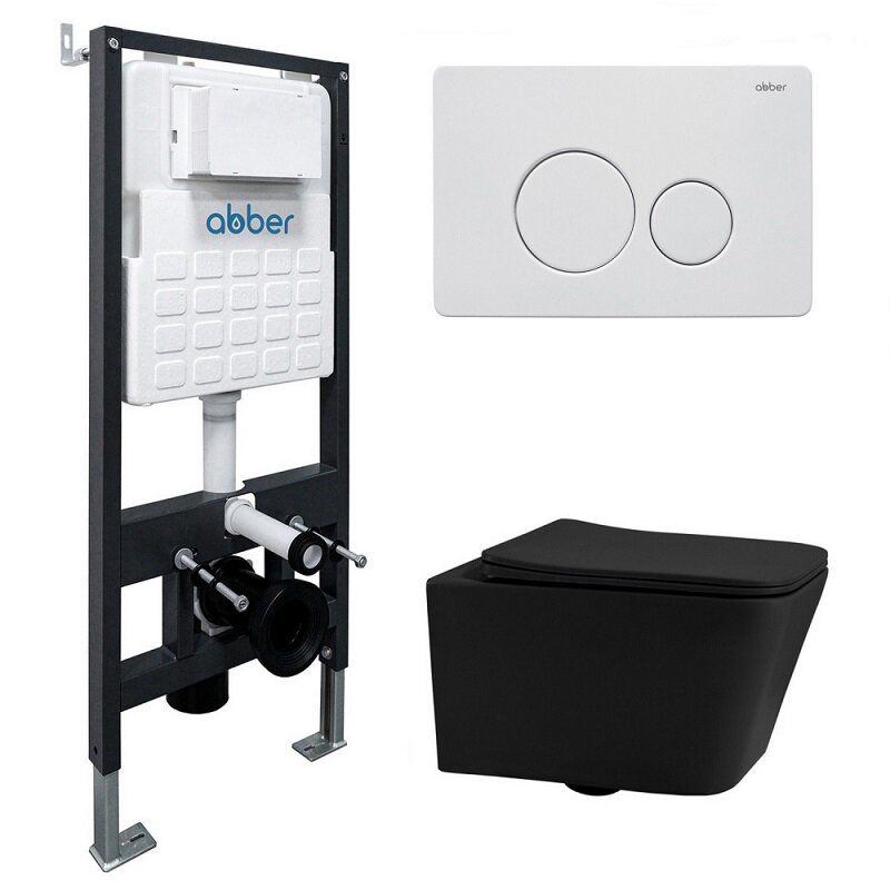 Изображение товара Инсталляция с унитазом Abber Rechteck AC1201MB - подвесной, безободковый, каскадный слив
