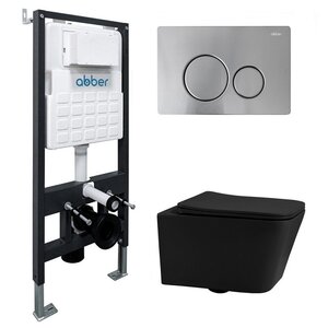 Изображение товара Инсталляция с унитазом Abber Rechteck AC1201MB-AC0105-AC0121MCH черный матовый