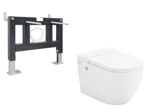 Изображение товара Инсталляция с унитазом Abber Bequem AC1108P-AC0101P, сиденье микролифт, смыв импульсный, белый, комплект