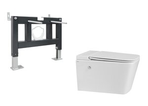 Изображение товара Инсталляция с унитазом Abber Rechteck AC1202P-AC0101P, сиденье микролифт, смыв импульсный, белый, комплект