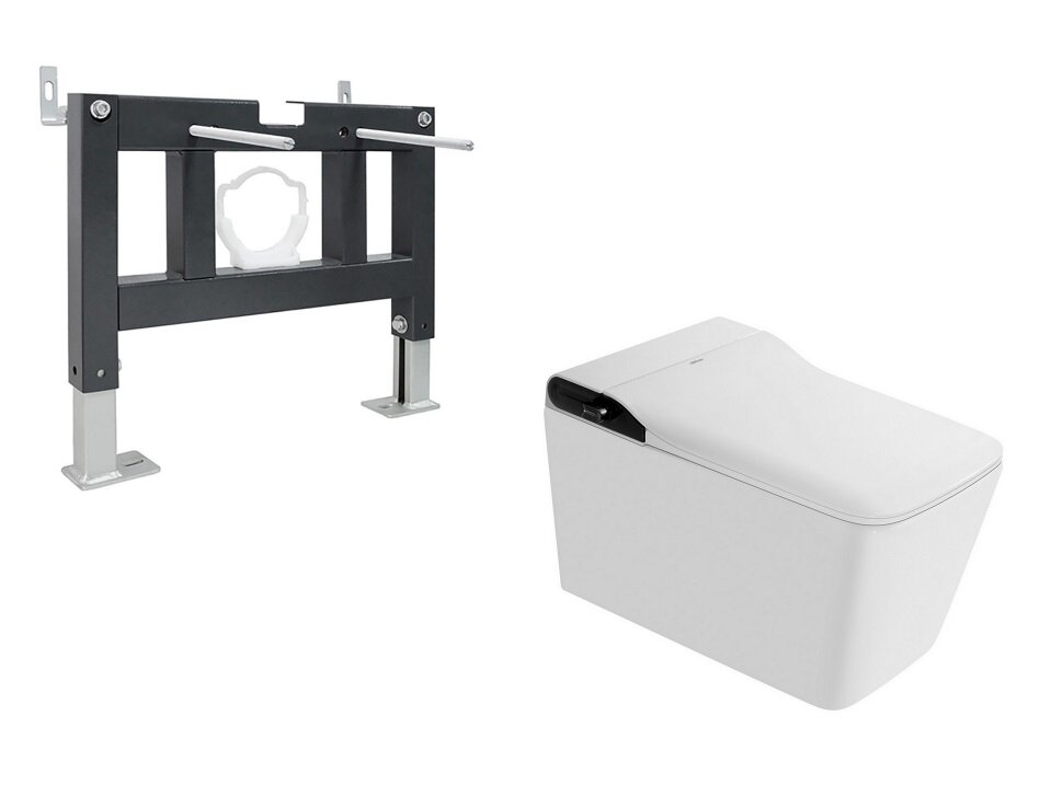 Изображение товара Инсталляция с электронным унитазом-биде Abber Rechteck AC1215S-AC0101P, система импульсного смыва