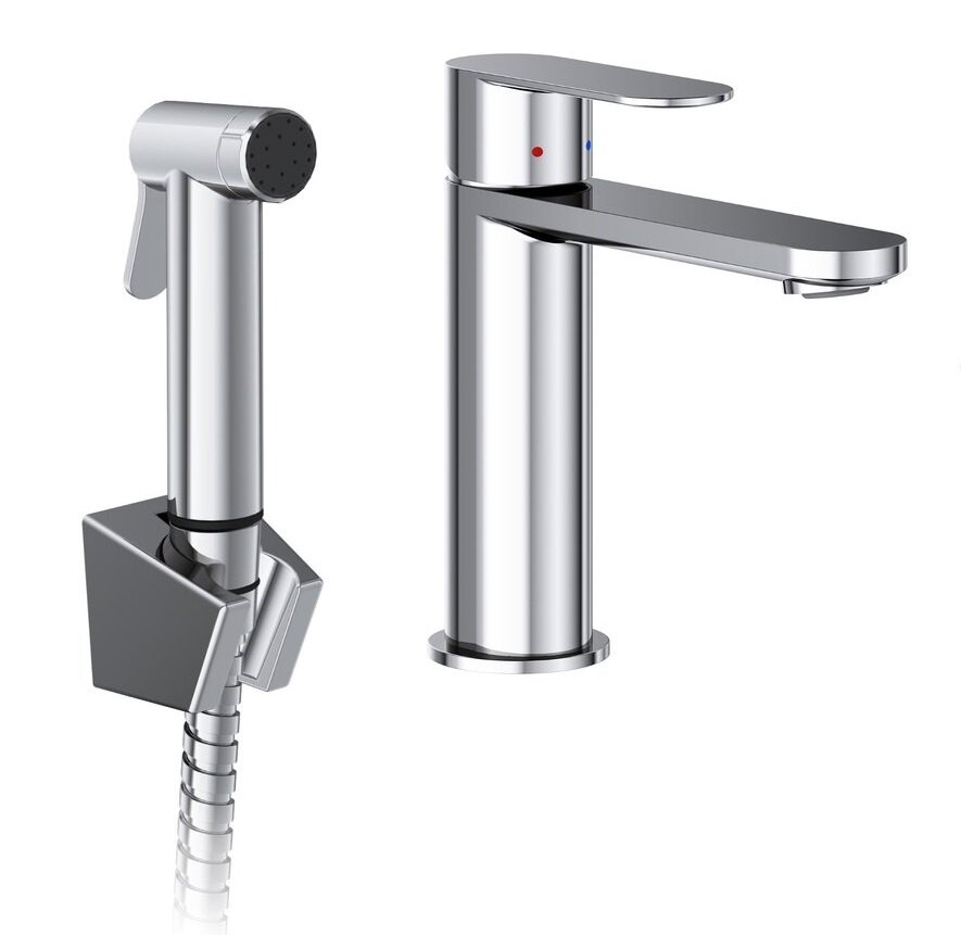 Изображение товара Смеситель Ravak Chrome II CR 112.00CR X070450 для раковины, с гигиеническим душем, хром