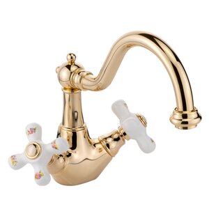 Изображение товара Миглиоре Прованс смеситель для раковины золото двухвентильный 19 см