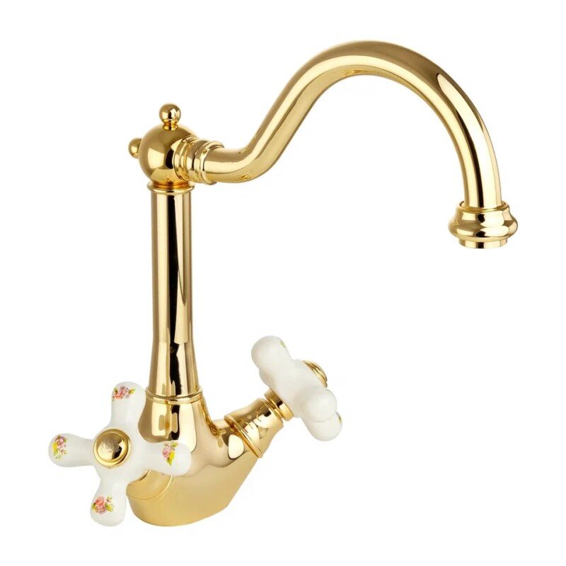 Изображение товара Migliore Provance 18281 - золотой кухонный смеситель, ретро-стиль, 19. 5 см излив, механическое упра
