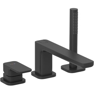 Изображение товара Смеситель на борт ванны Kludi Renon 424483975 с душевым гарнитуром черный матовый