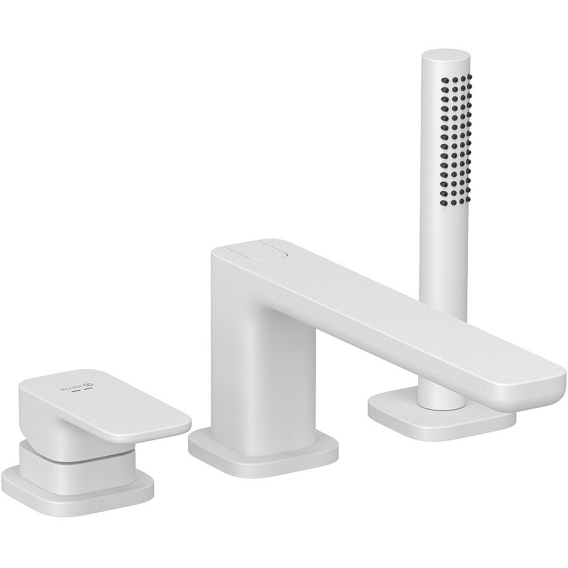 Изображение товара Смеситель Kludi Renon 424485375 на борт ванны с душевым гарнитуром, белый матовый