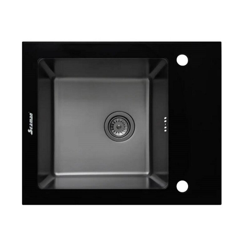 Изображение товара Кухонная мойка Seaman Eco Glass SMG-610B-Gun.B 60 см черное стекло