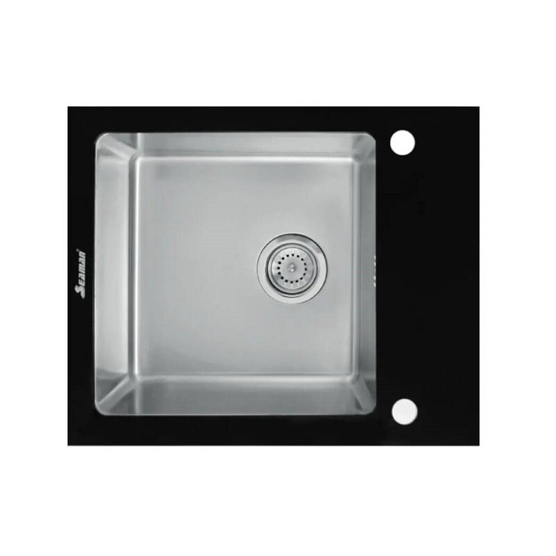 Изображение товара Кухонная мойка Seaman Eco Glass SMG-610B.B, 60 см, черное стекло, чаша стальная