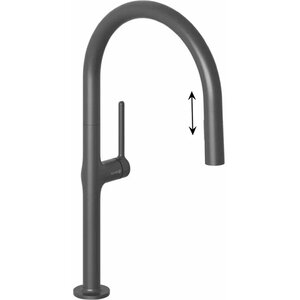 Изображение товара Смеситель для кухонной мойки Kludi Reef 508516675, с вытяжным изливом, черный матовый