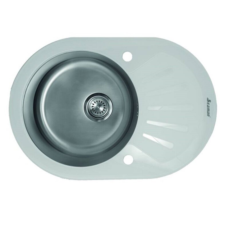 Изображение товара Кухонная мойка Seaman Eco Glass SMG-730W.B 73 см белое стекло нержавеющая сталь