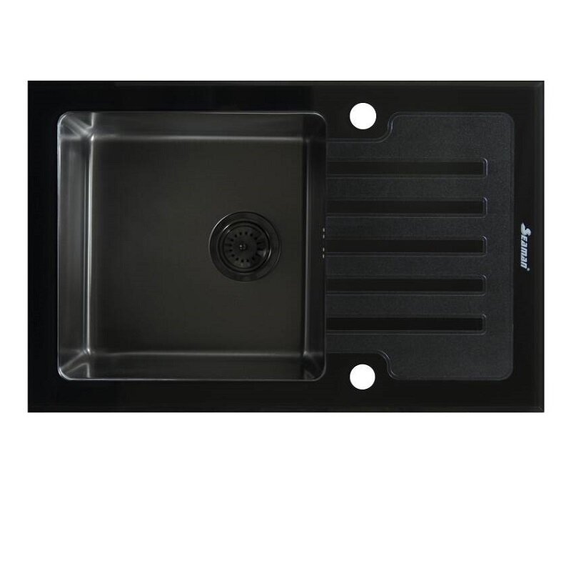 Изображение товара Кухонная мойка Seaman Eco Glass SMG-780B-Gun.B, 78 см, черное стекло