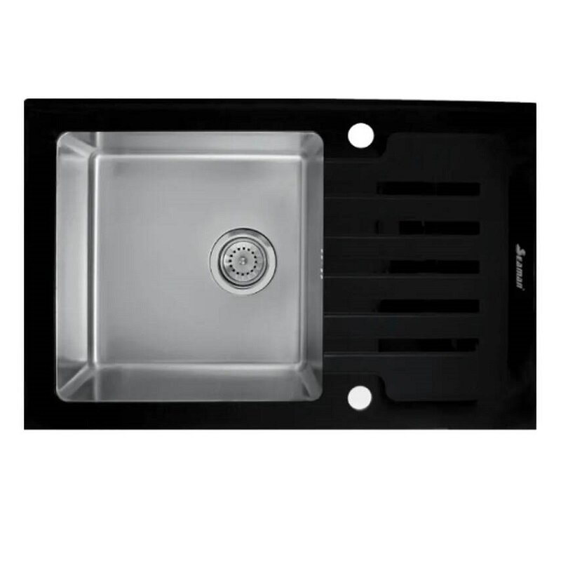 Изображение товара Кухонная мойка Seaman Eco Glass SMG-780B.B 78 см черное стекло нержавеющая сталь