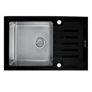 Изображение товара Кухонная мойка Seaman Eco Glass SMG-780B.B 78 см черное стекло нержавеющая сталь