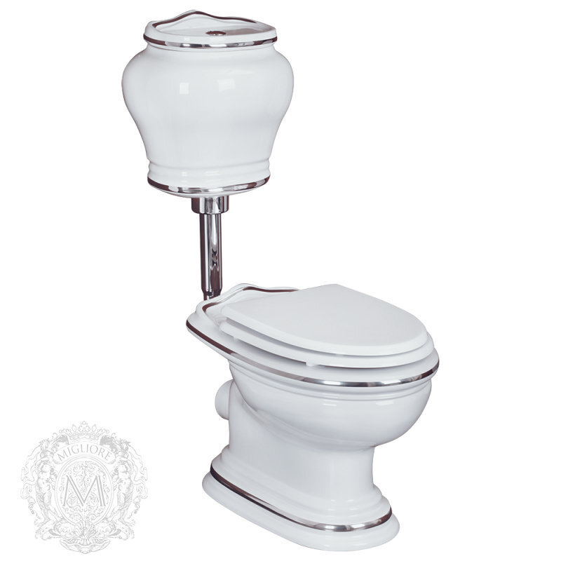 Изображение товара Напольный унитаз Migliore Milady 31742 с декором D2 платина low, горизонтальный выпуск