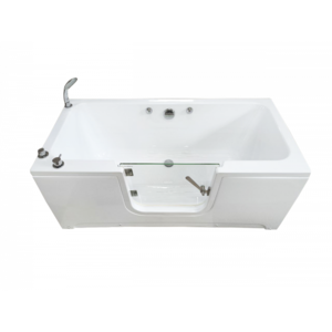 Изображение товара Акриловая ванна со стеклянной дверцей Радомир Грасс 3 1-01-0-0-9-340, 150 x 75 см, каркас, слив- перелив, фронтальный экран в комплекте, белая