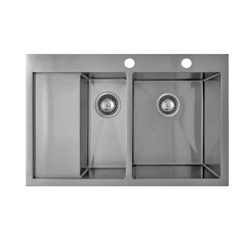 Изображение товара Кухонная мойка Seaman Eco Marino SMB-7851DLS.B2/SMB-7851DRS.B2, 78 см, два отверстия, крыло справа/слева, нержавеющая сталь