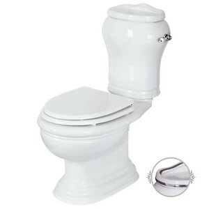 Изображение товара Напольный унитаз моноблок Migliore Milady 31736 декор D2 платина, выпуск в пол, бачок, ручка хром