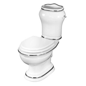 Изображение товара Напольный унитаз моноблок Migliore Milady 31733 декор D2 платина, выпуск в стену, бачок, ручка хром