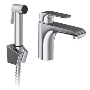 Изображение товара Смеситель Ravak Flat FL112.00CR X070438 для раковины, с гигиеническим душем, хром