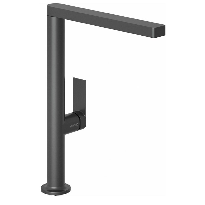 Изображение товара Кухонный смеситель Kludi Qord 568036675 черный матовый высокие излив и однорычажное управление