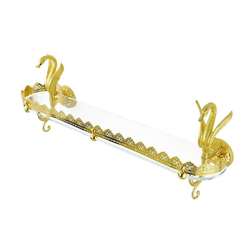 Изображение товара Стеклянная полка для ванной с латунным Золотым покрытием 70 см Migliore Luxor 26131