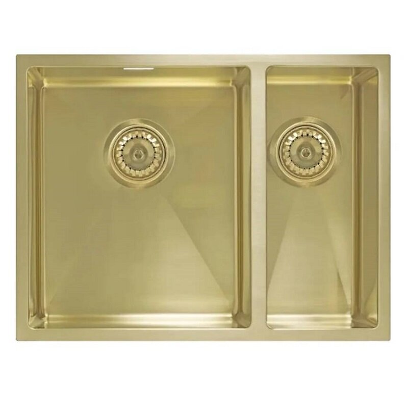Изображение товара Кухонная мойка Seaman Eco Marino 58 см с двумя чашами из нержавеющей стали креативное золото сатин
