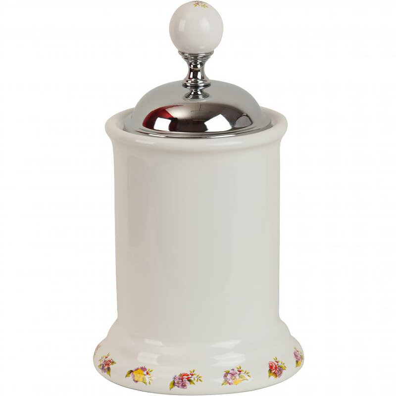 Изображение товара Настольная баночка Migliore Provance 17650 хром и белый для ванной комнаты