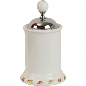 Изображение товара Настольная баночка Migliore Provance 17650 хром и белый для ванной комнаты