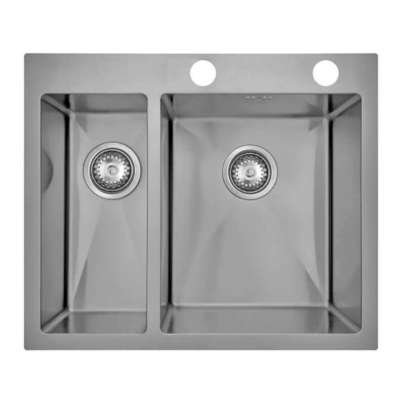 Изображение товара Кухонная мойка Seaman Eco Marino SMV-575DL.B/SMV-575DR.B, 58 см, два отверстия, малая чаша справа/слева, нержавеющая сталь