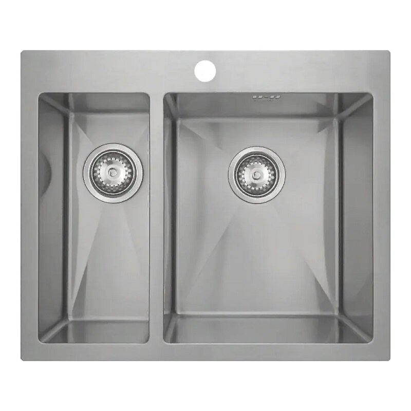 Изображение товара Мойка кухонная Seaman SMV-575DL.A/SMV-575DR.A двухчашевая, нержавеющая сталь, 58 см