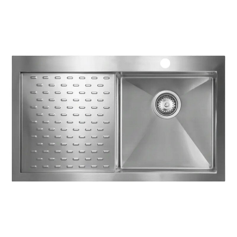 Изображение товара Кухонная мойка Seaman Eco Marino SMV-860PL.A/SMV-860PR.A, 86 см, одно отверстие, крыло справа/слева, нержавеющая сталь