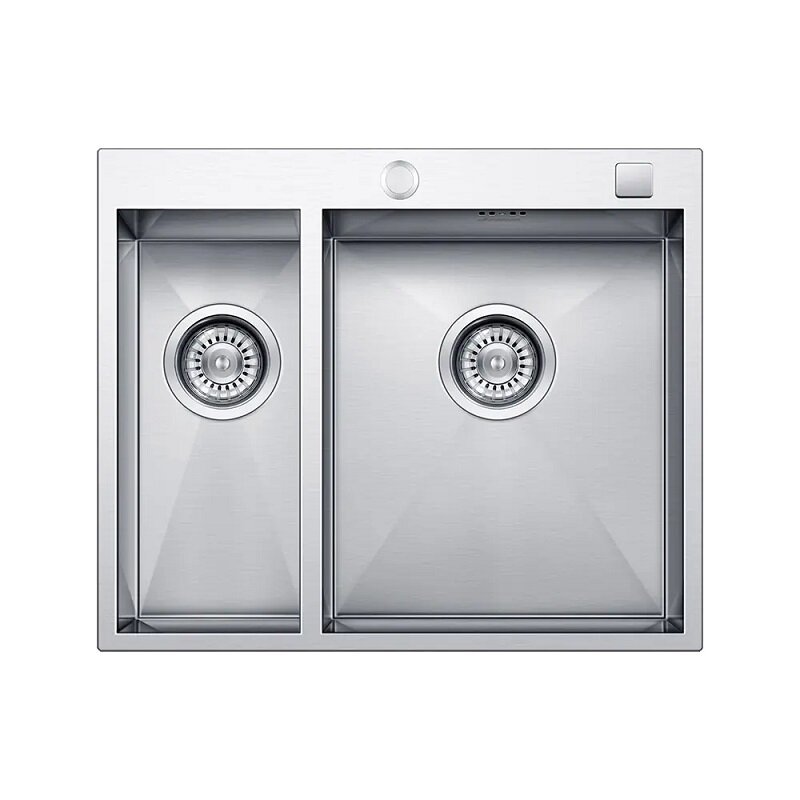Изображение товара Кухонная мойка Seaman Eco Marino SMV-Z-575DL.B/SMV-Z-575DR.B, 58 см, два отверстия, малая чаша справа/слева, нержавеющая сталь