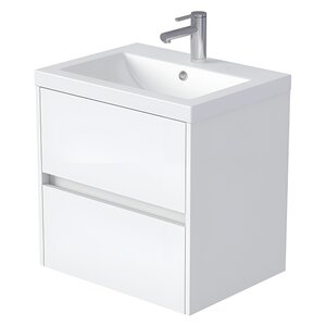 Изображение товара Тумба под раковину 50 см подвесная белая аляска ЛДСП система плавного закрывания