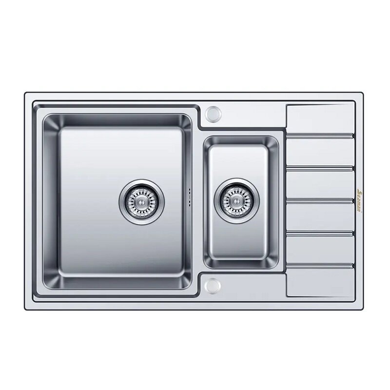 Изображение товара Кухонная мойка Seaman Eco Roma SMR-7850B.B 78 см двухчашевая, врезная из нержавейки