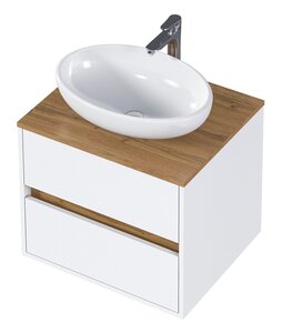 Изображение товара Тумба под раковину 1Marka Veil Ц0000035552, 60 см подвесная, белая аляска, дуб вотан