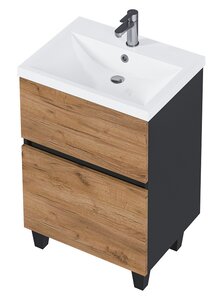 Изображение товара Тумба под раковину 1Marka Aris Ц0000035781, 70 см напольная, антрацит, дуб крафт золотой